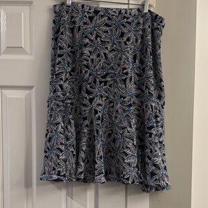 Floral Print Navy, White and Blue Women's Skirt